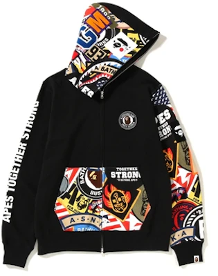 Bape patched shop shark hoodie