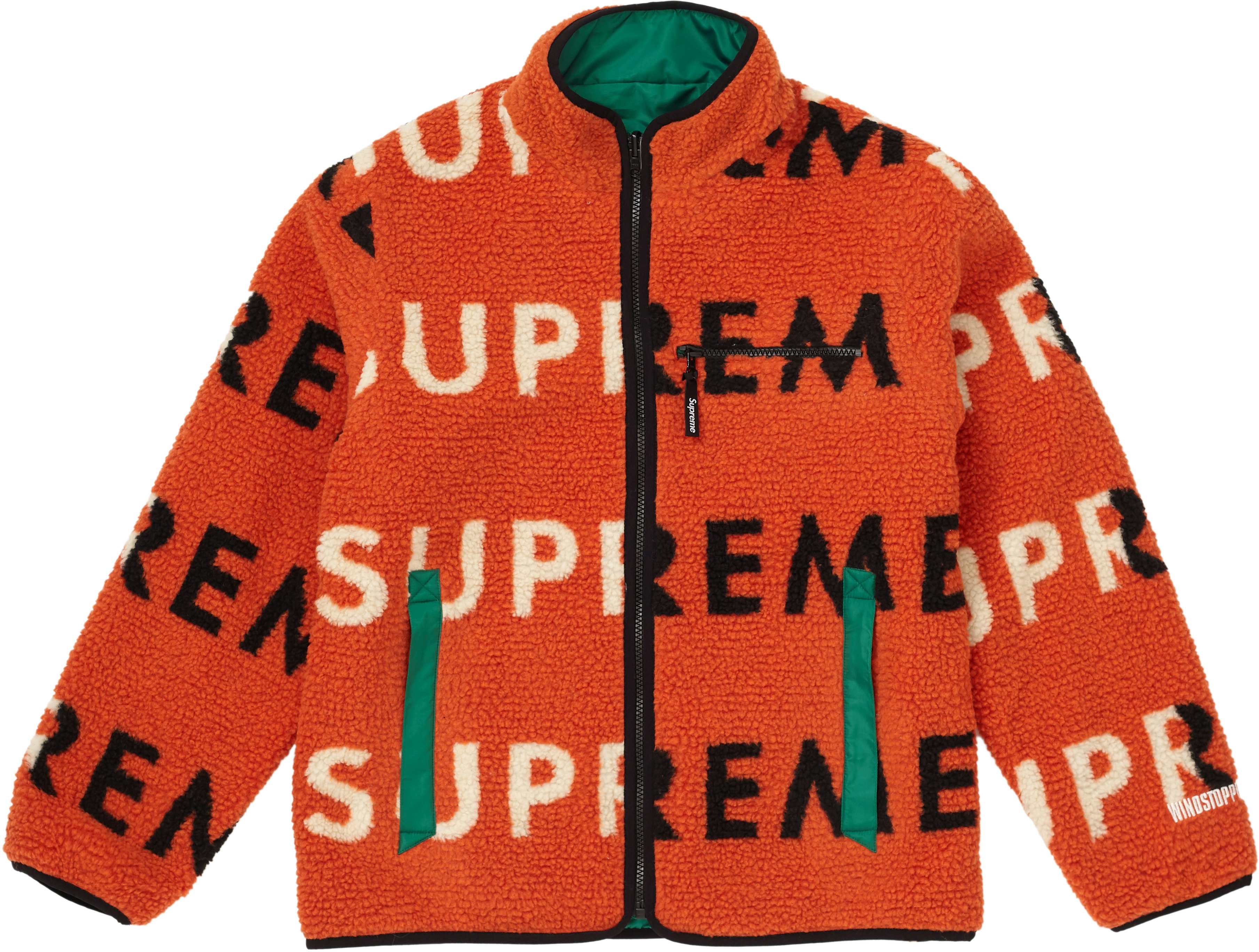 Supreme Reversible Logo Fleece Jacket Orange - Novelship