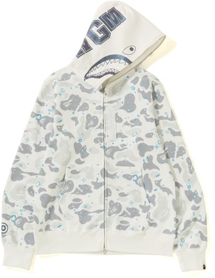 Bape Space Camo Shark Full Zip Hoodie White Novelship