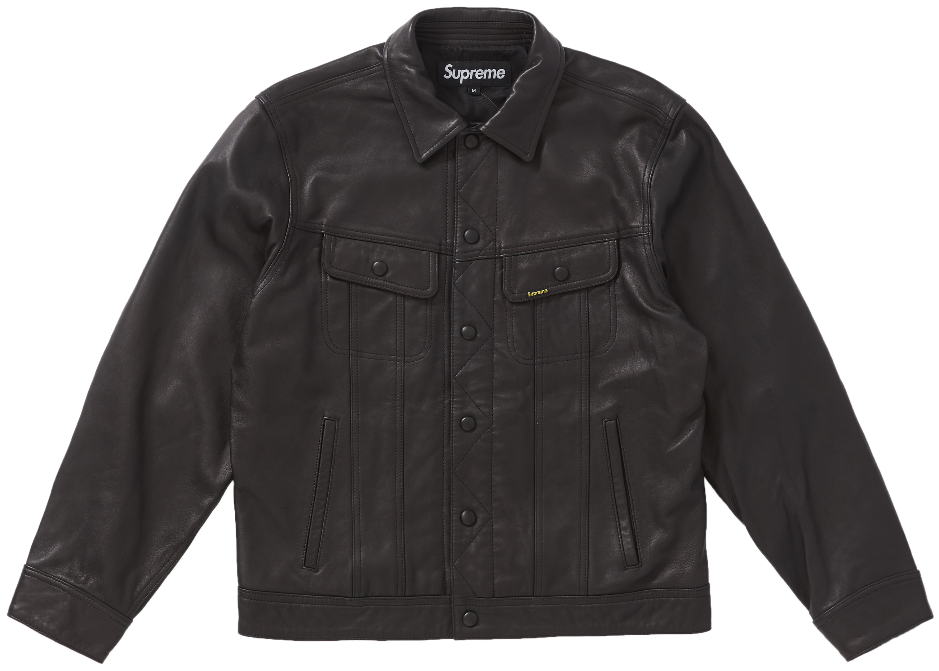 Supreme Leather Trucker Jacket Black - Novelship