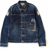 Bape Washed Denim Jacket Indigo Bape Washed Denim Jacket Indigo