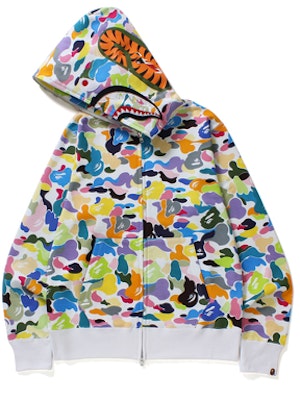 Multi camo shark full zip hoodie sales