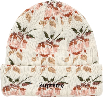Supreme Rose Jacquard Beanie Natural Novelship
