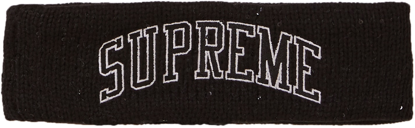 Supreme New Era Sequin Arc Logo Headband Black Novelship