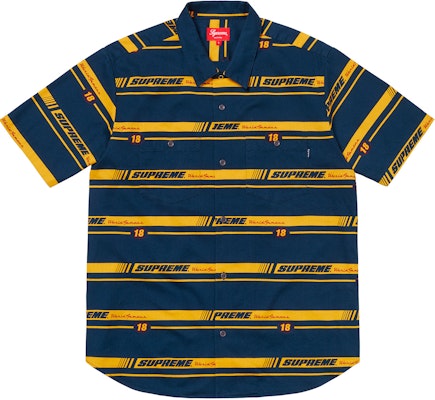 Supreme striped racing work shirt best sale