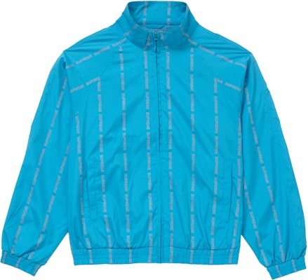 Supreme Reflective Text Track Jacket Blue Novelship