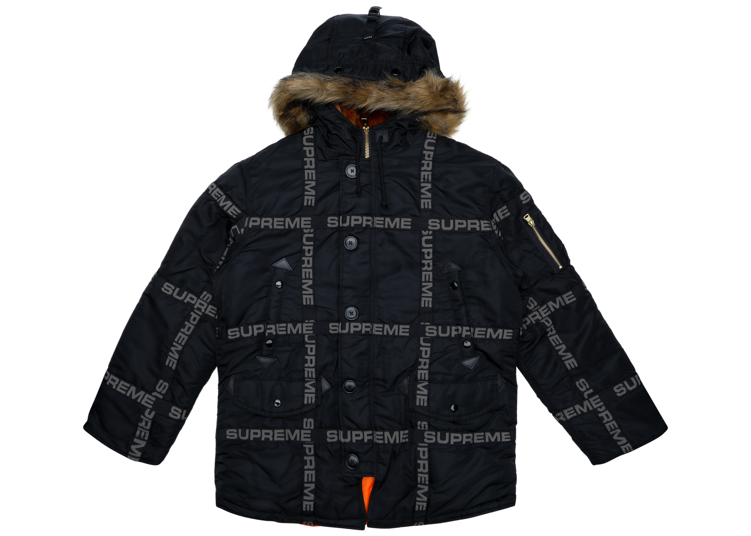Supreme Logo Tape N ‘3B Parka Black