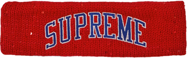 Supreme New Era Sequin Arc Logo Headband Red Supreme New Era Sequin Arc Logo Headband Red