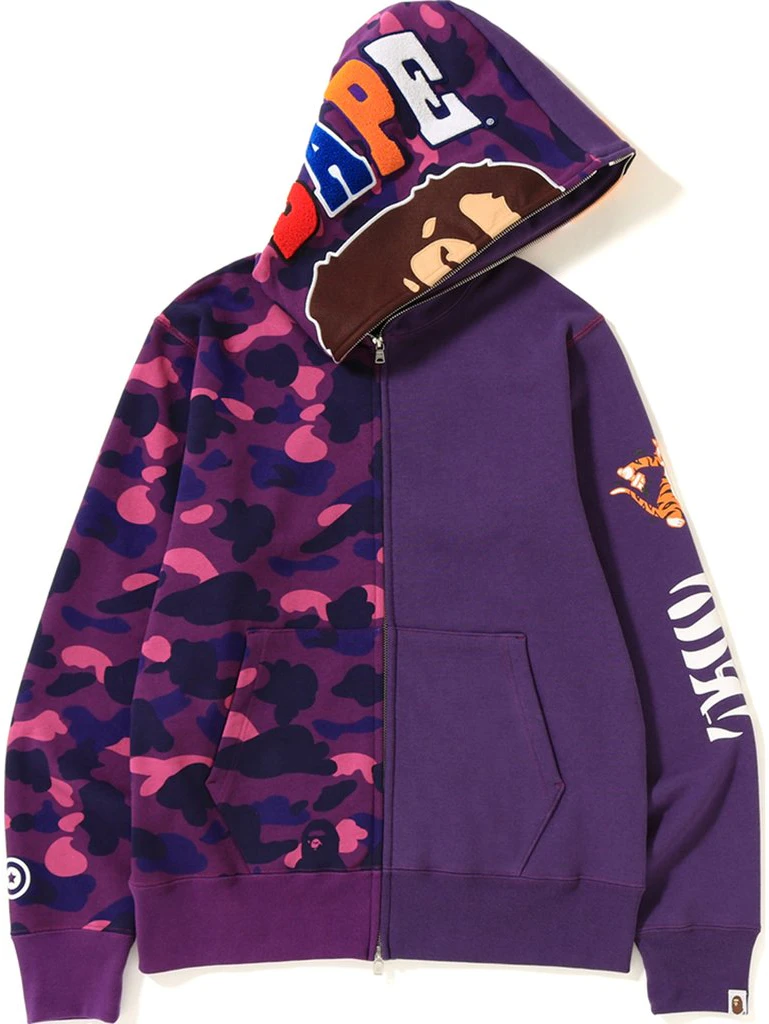 Half and half bape hoodie hot sale