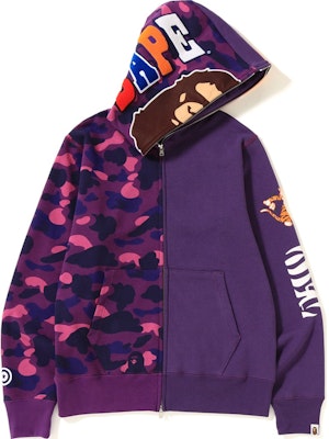 Buy Bape 2nd Ape Tiger Half Full Zip Hoodie Purple Novelship