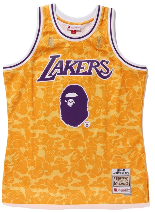 Hot [MY Ready Stock] Bape 23 Aape Yellow Los Angeles LA Lakers NBA  Basketball Jersey Singlet