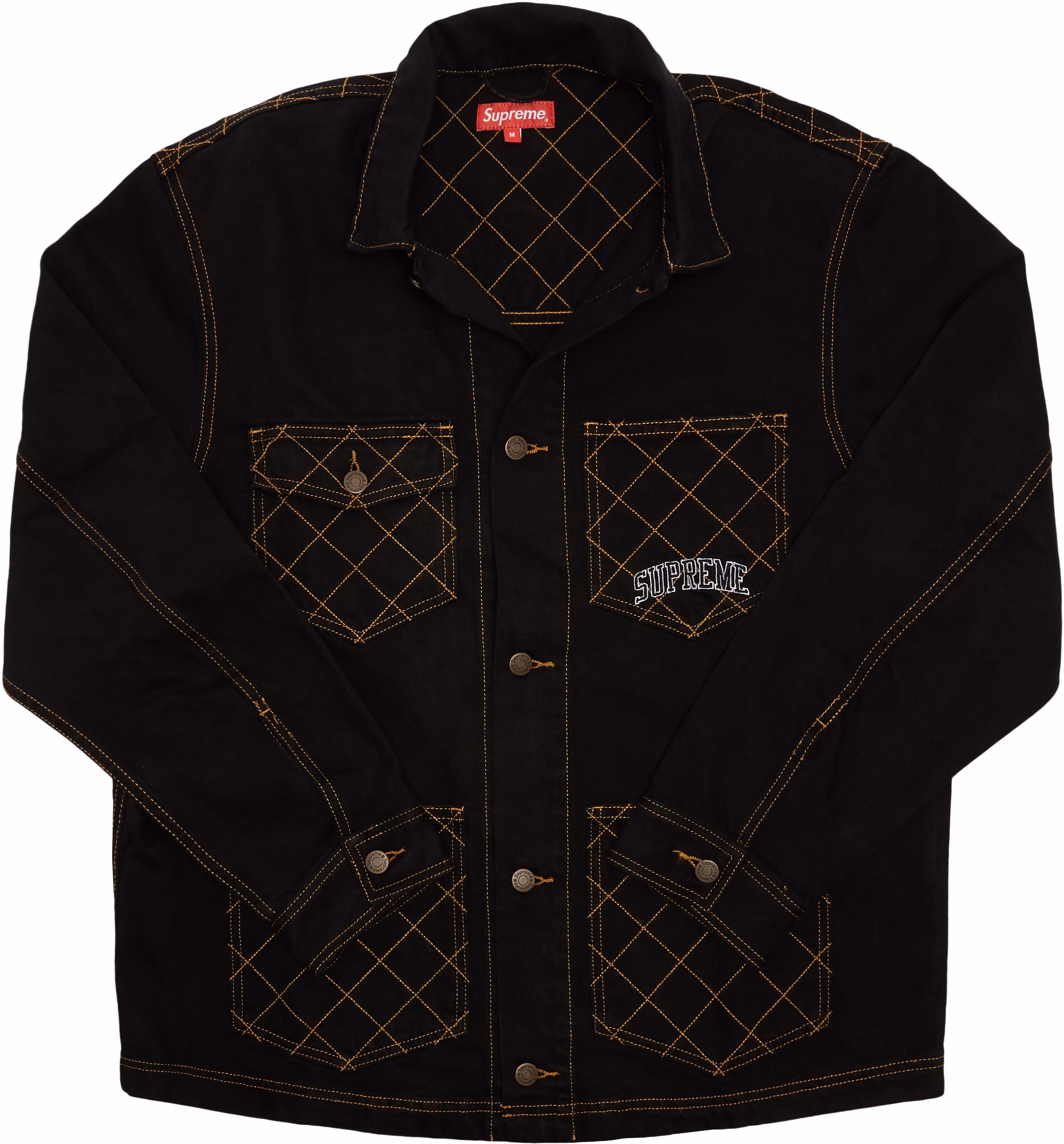 supreme-diamond-stitch-denim-chore-coat-black