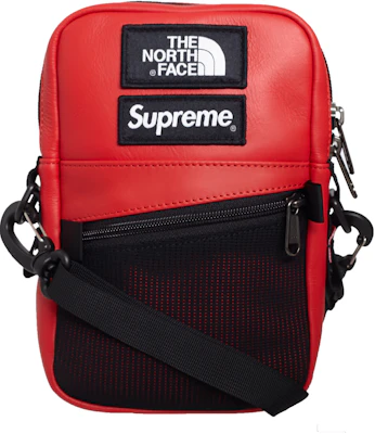 Supreme x the north top face leather shoulder bag