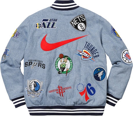 Supreme Nike NBA Teams Warm-Up Jacket Denim Size Medium