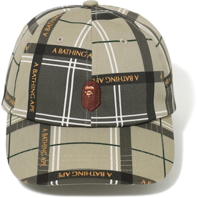 Bape Logo Check Hat Beige Order Bape Logo Check Hat Beige