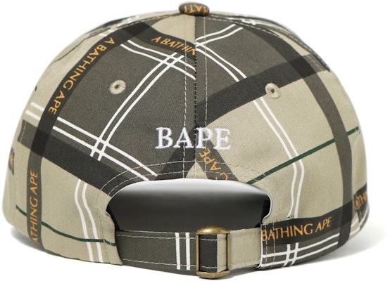Bape Logo Check Hat Beige Lookbook Bape Logo Check Hat Beige