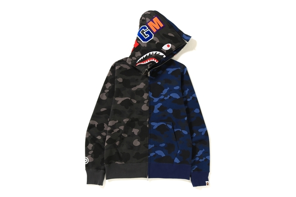 Bape Color Camo Separate Shark Full Zip Hoodie Black Blue - Novelship