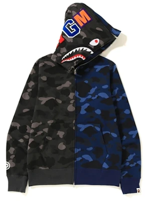 Blue and black bape hoodie outlet