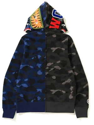 Bape Color Camo Separate Shark Full Zip Hoodie Black Blue Novelship