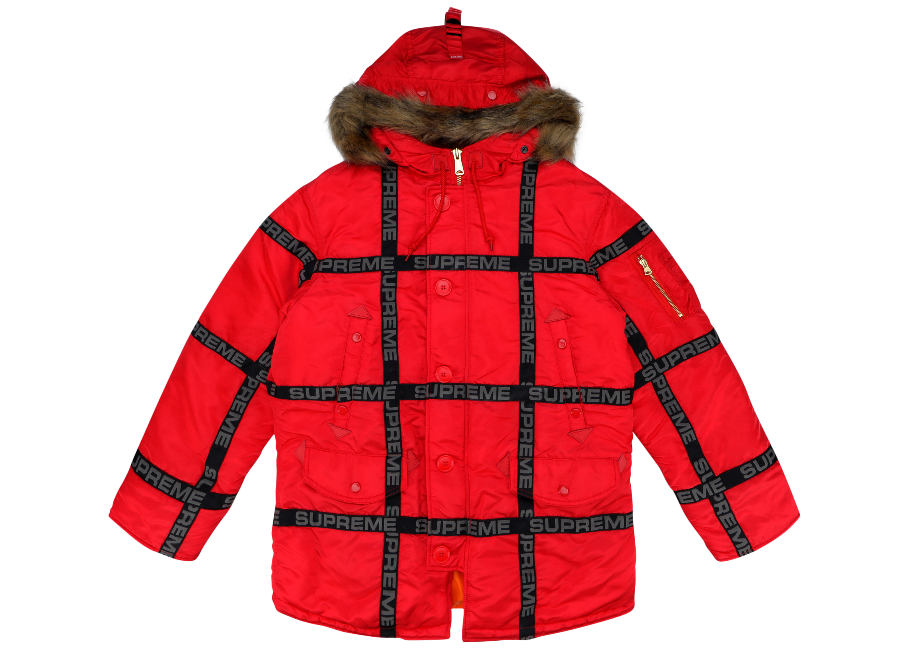 Supreme Logo Tape N ‘3B Parka Red