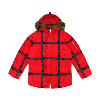 Supreme Logo Tape N ‘3B Parka Red