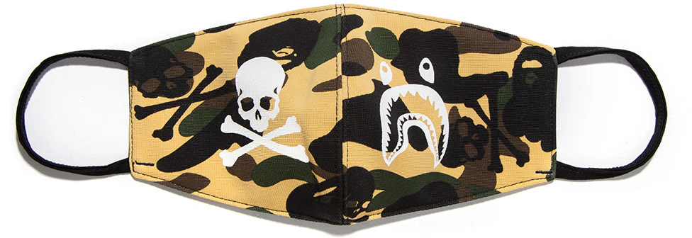 Bape Mastermind Japan Skull & Shark Camo Face Mask Yellow - Novelship