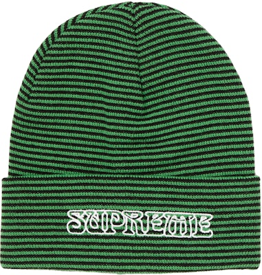 Supreme Small Stripe Beanie Green Novelship