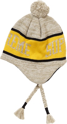 Supreme Heathered Earflap Beanie Oatmeal