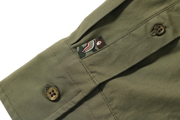 Bape Shark BD Shirt Olive Lookbook Bape Shark BD Shirt Olive