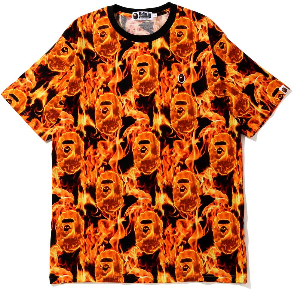 Bape flame best sale shirt