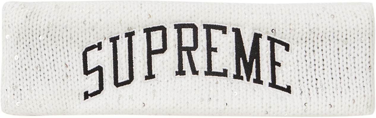 Buy Supreme New Era Sequin Arc Logo Headband White Novelship