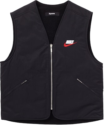 Supreme x Nike Reversible Nylon Sherpa Vest Black - Novelship
