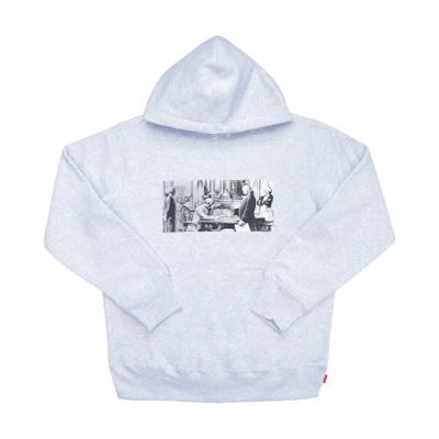 Supreme Mike Kelley Franklin Signing the Treat of Alliance with French Officials Hooded Sweatshirt Ash Grey