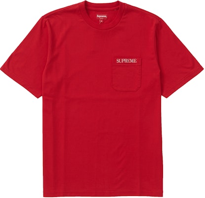 Supreme Embroidered Pocket Tee Red Novelship