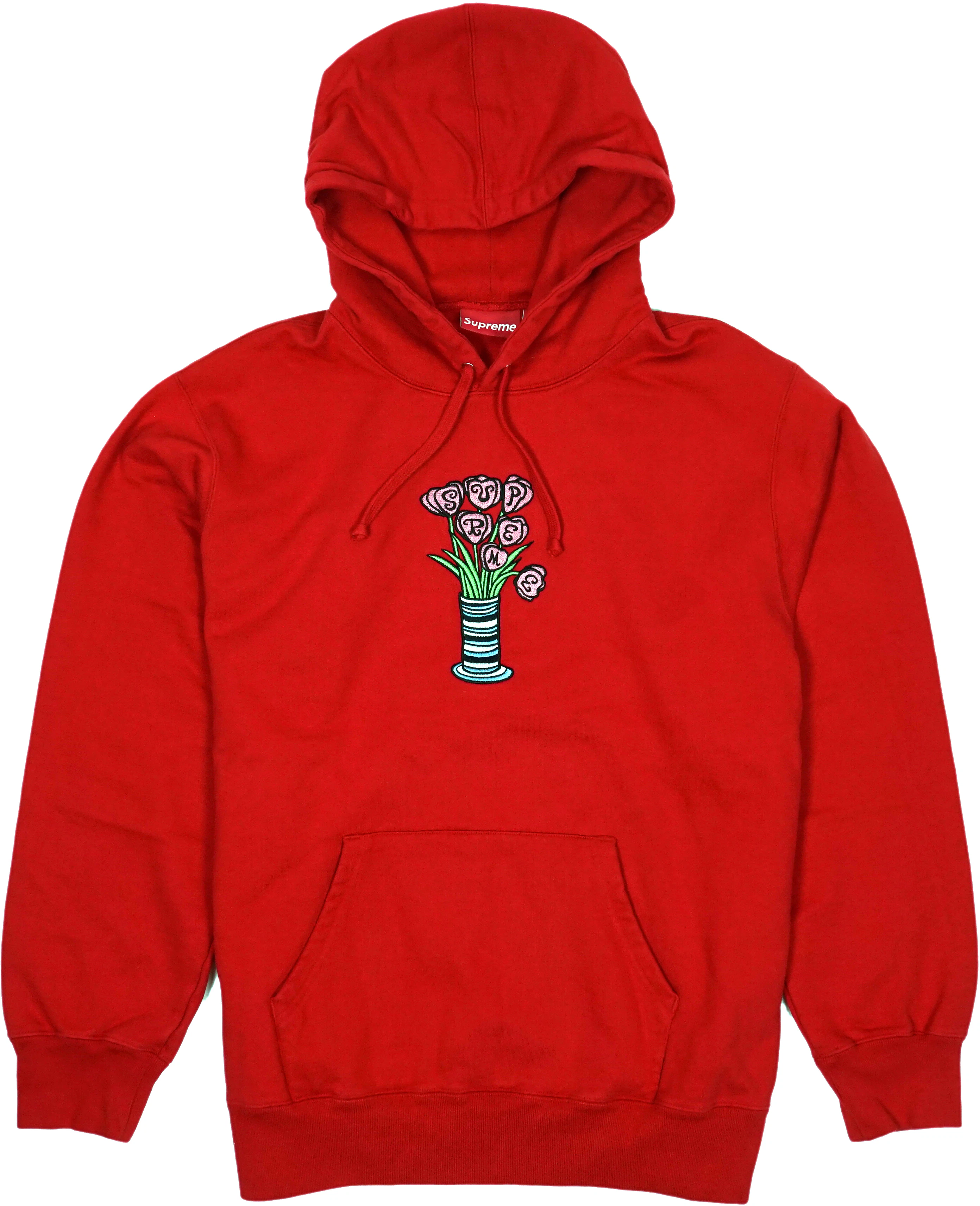 Supreme Flowers Hooded Sweatshirt Red Novelship