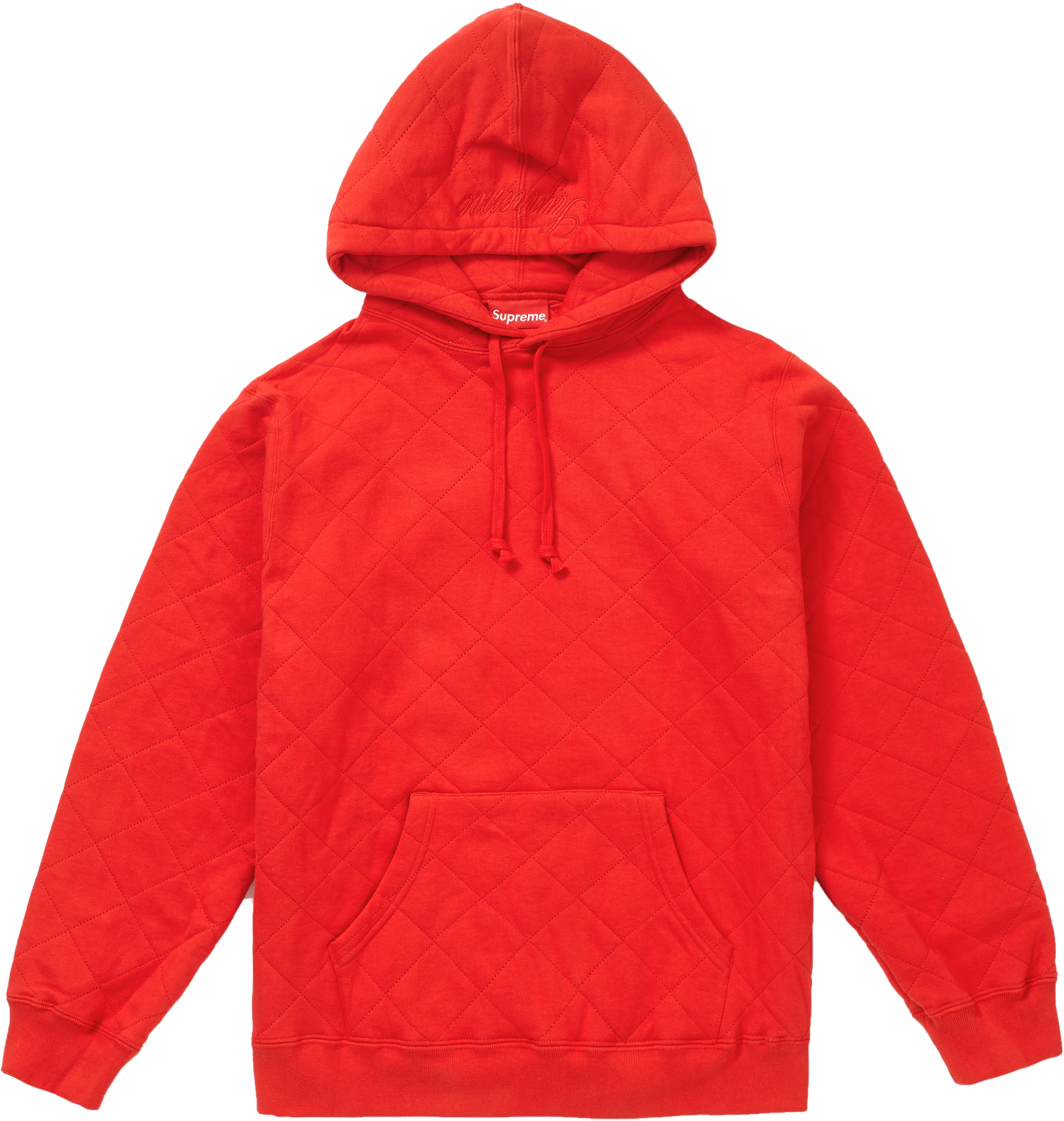 Supreme Quilted Hooded Sweatshirt Red Novelship