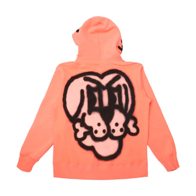 Supreme Bone Zip Up Sweatshirt Fluorescent Pink