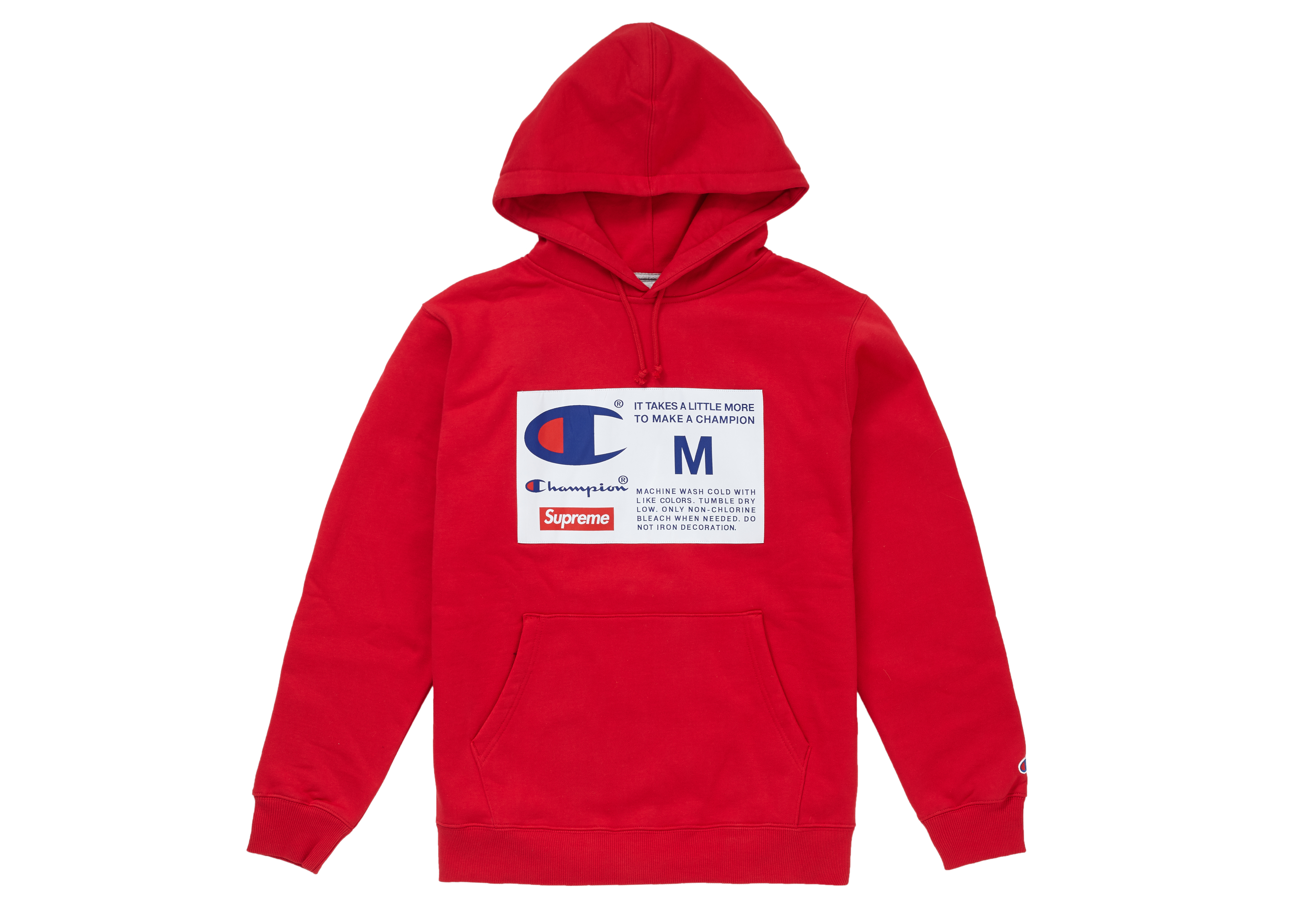 Supreme Champion Label Hooded Sweatshirt Red - Novelship