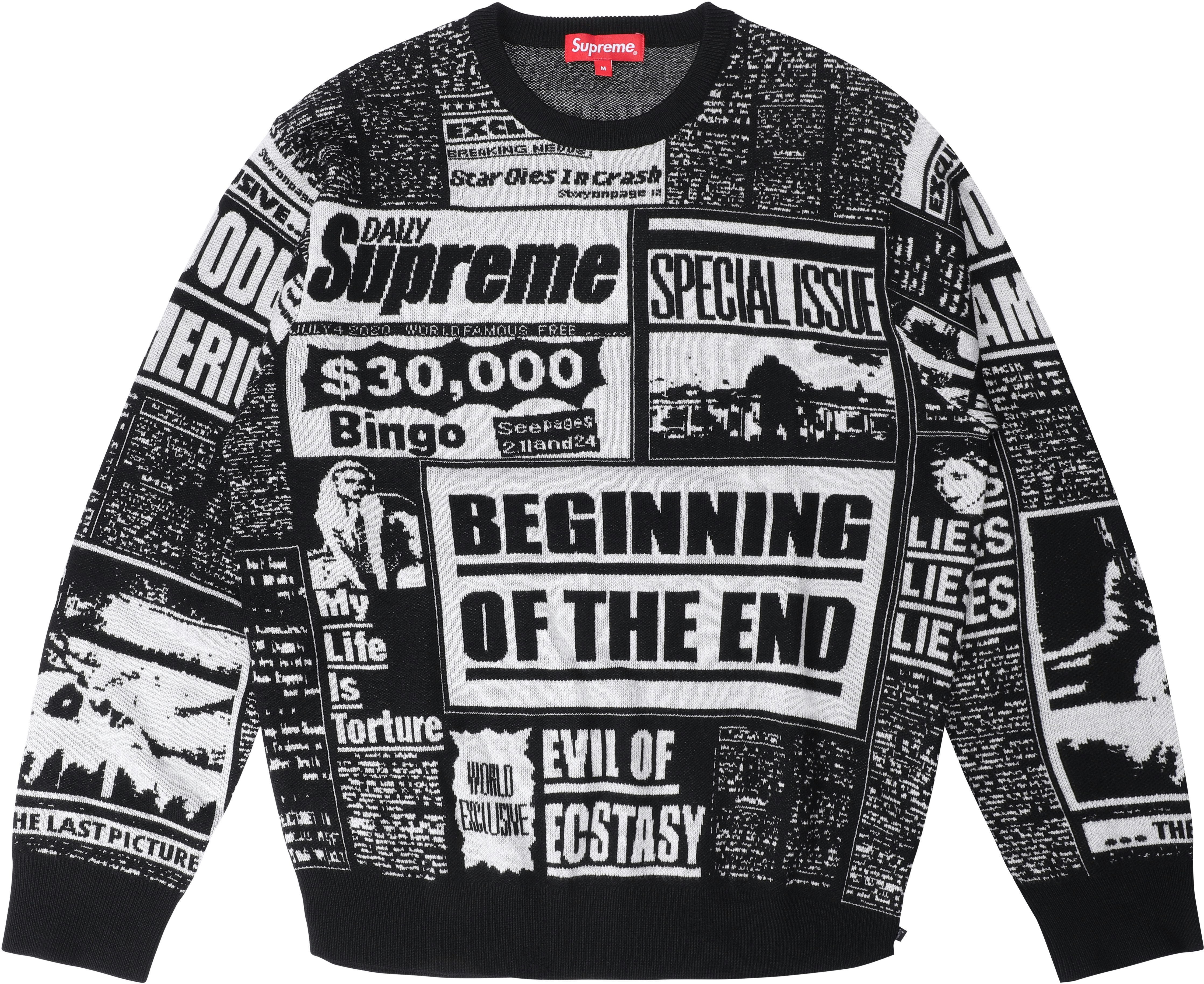 supreme-newsprint-sweater-black