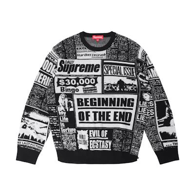 Supreme Newsprint Sweater Black