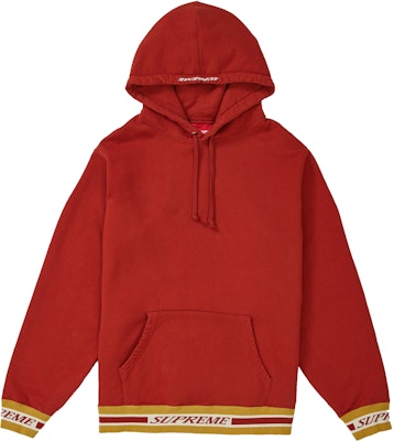 Supreme Striped Rib Hooded Sweatshirt Rust Novelship