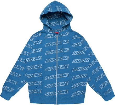 Supreme Repeat Zip Up Hooded Sweatshirt Dark Aqua - Novelship