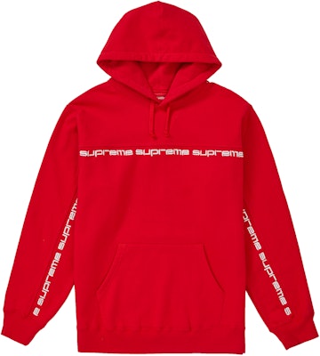 Supreme Text Stripe Hooded Sweatshirt Red - Novelship