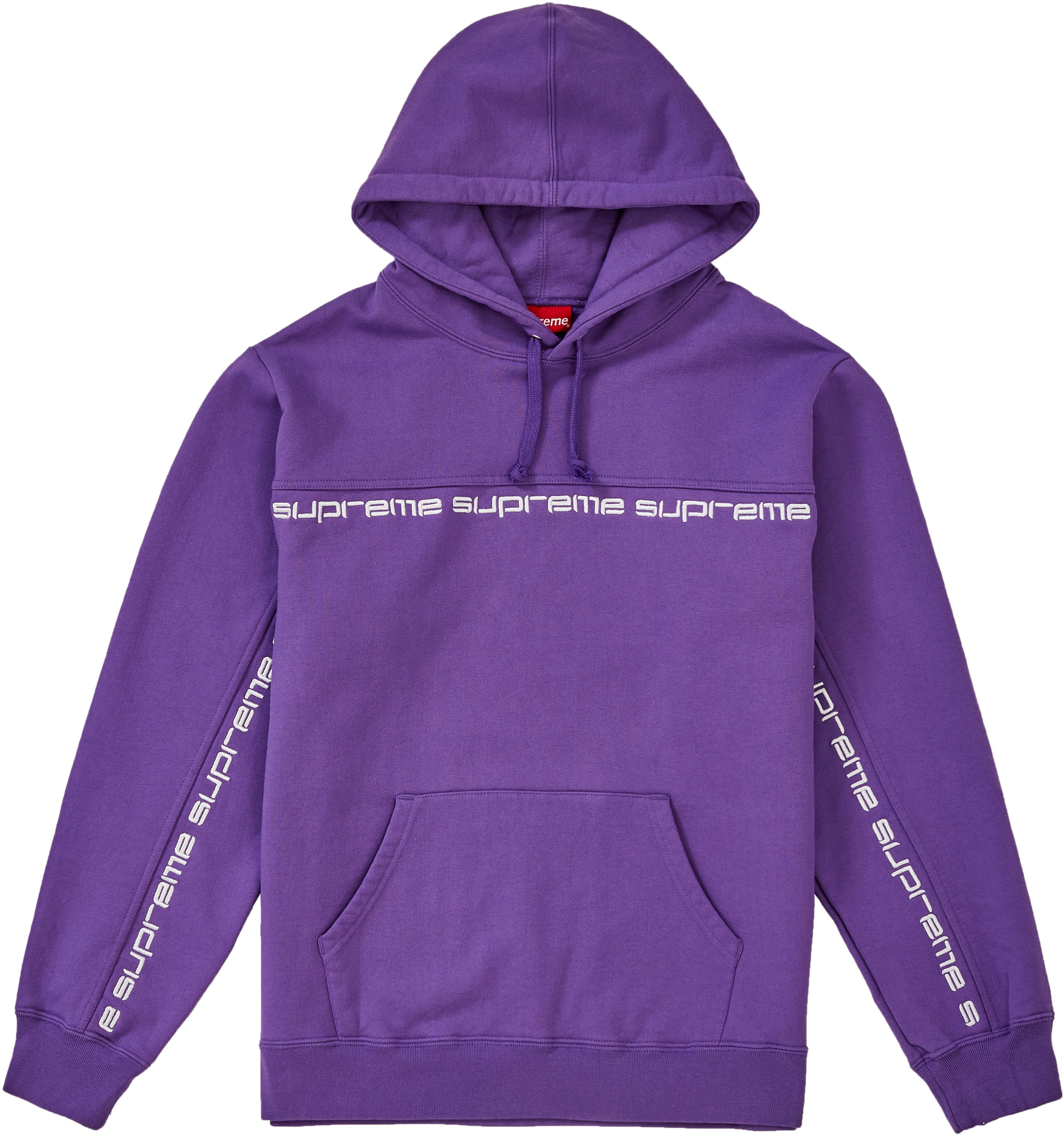 Supreme Text Stripe Hooded Sweatshirt Violet - Novelship
