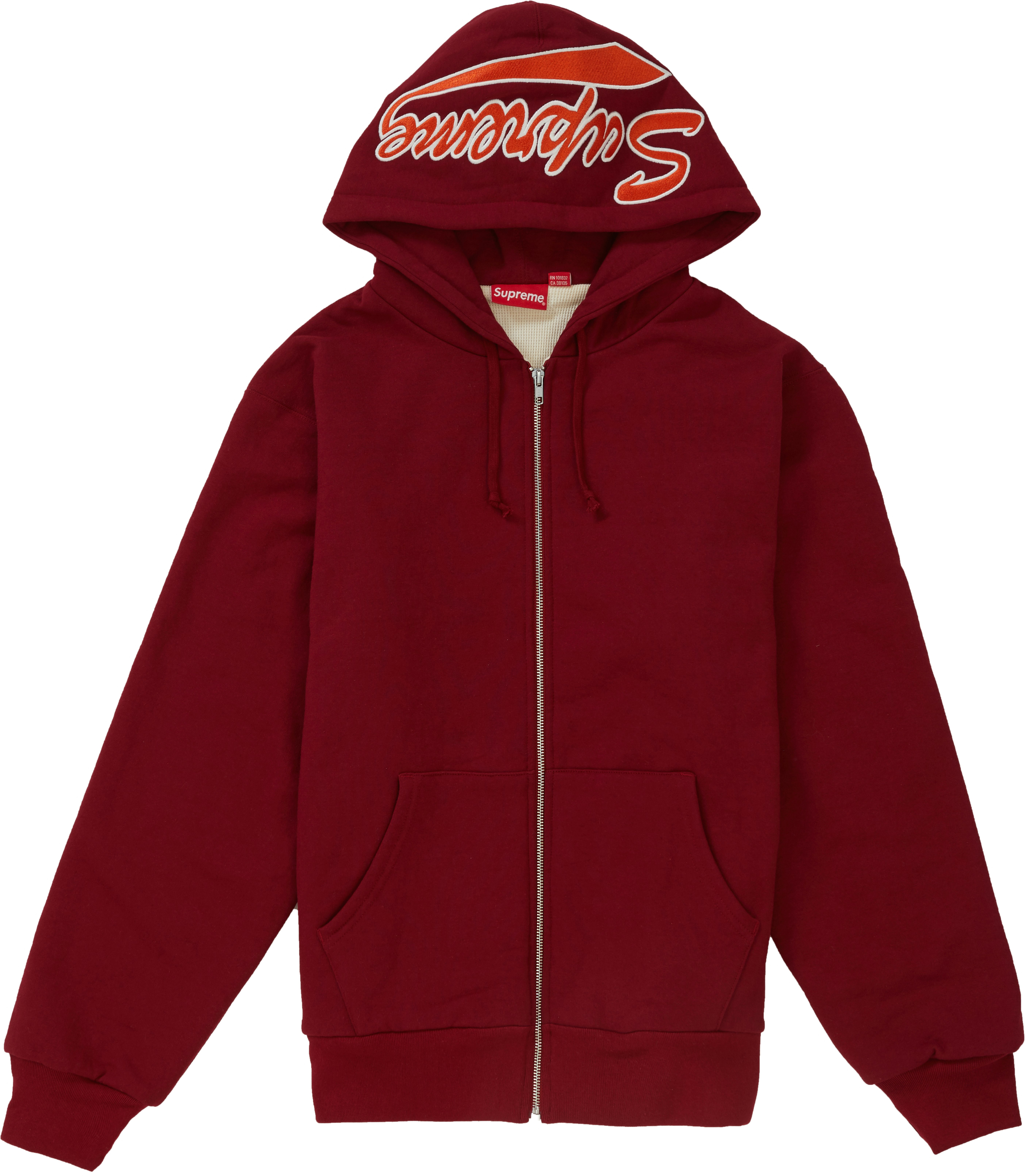Supreme Thermal Zip Up Sweatshirt Cardinal Novelship