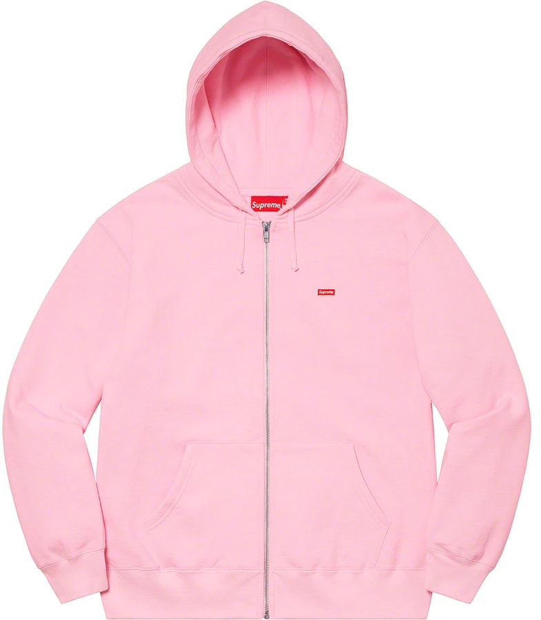 Supreme Small Box Zip Up Hooded Sweatshirt Light Pink Novelship
