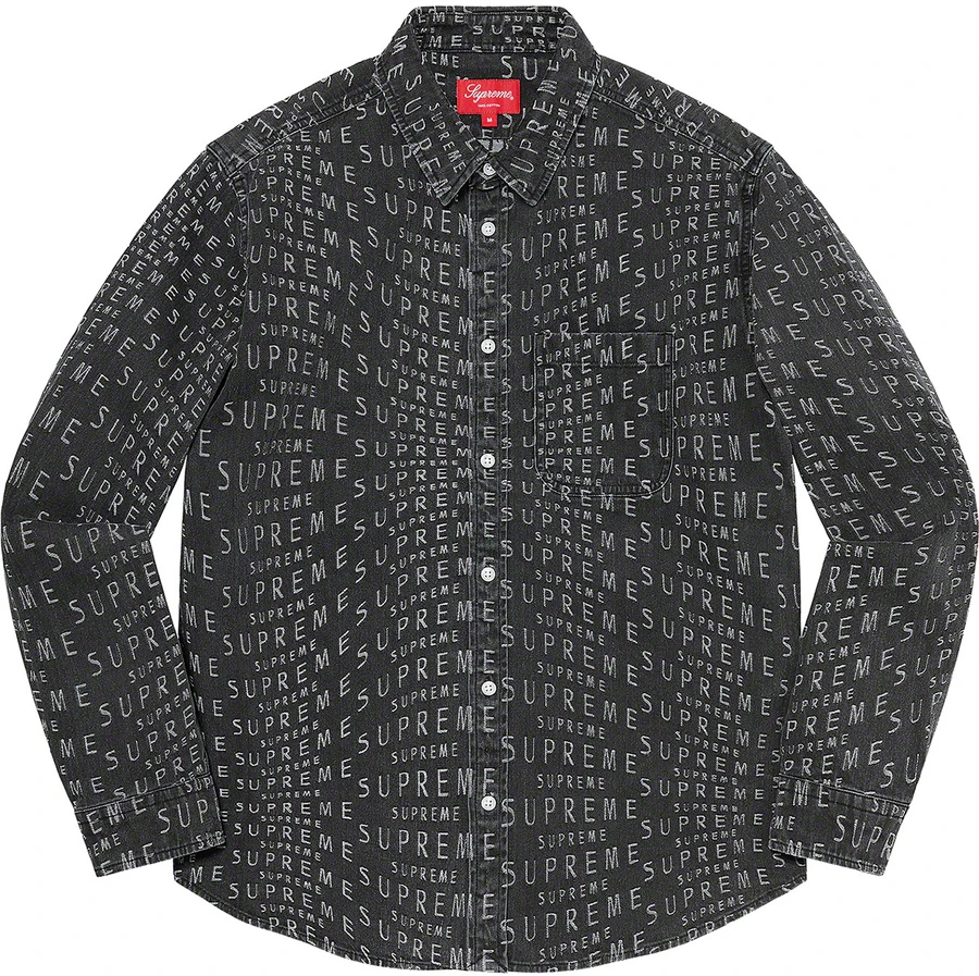 Supreme Warp Jacquard Logos Denim Shirt Black Novelship