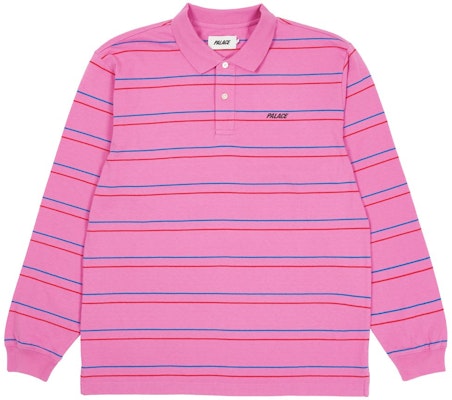 PALACE UNDERLINE LONGSLEEVE POLO PINK Buy PALACE UNDERLINE LONGSLEEVE POLO PINK