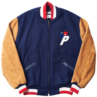 Palace Ebbets Field Wool / Suede Varsity Jacket Navy/Navy - Novelship