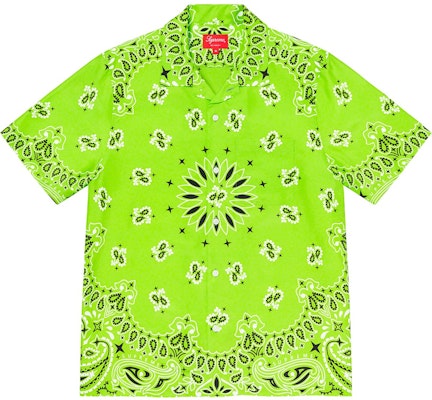 Supreme Bandana Silk S/S Shirt Bright Green - Novelship